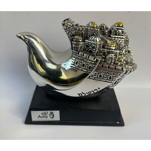 VNT Amy Judaica 925 Stamp Sterling Silver Overlay "Dove"  Jerusalem Scape Tail